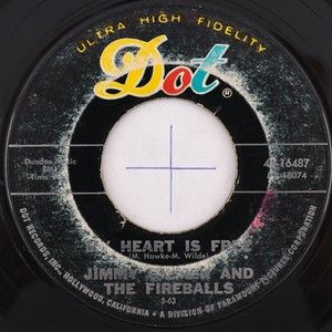 Jimmy Gilmer & The Fireballs – Sugar Shack /My Heart Is Free - 45 rpm 7" Record